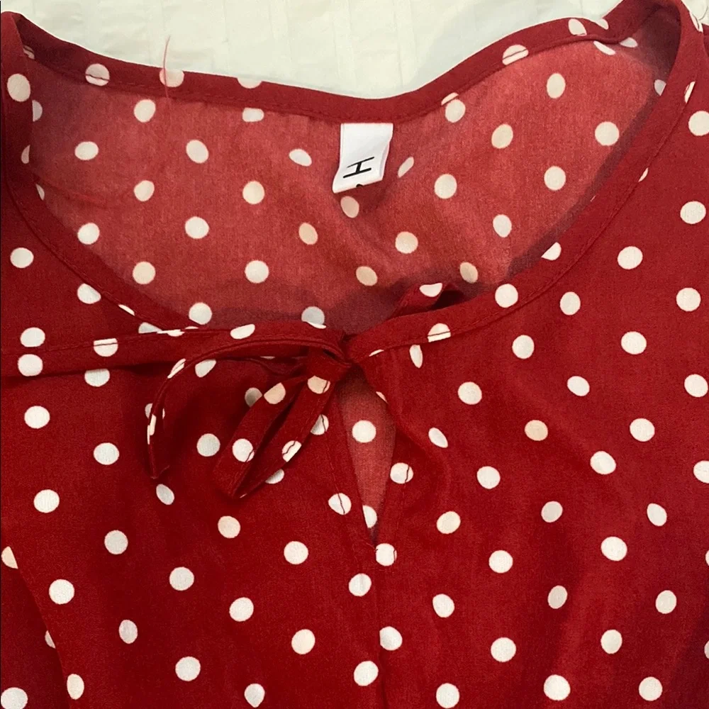 Red Polka Dot Women's Top - Picture 5 of 6